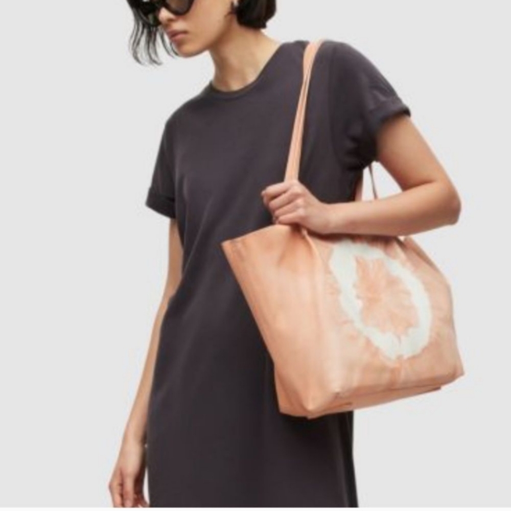 Allsaints Hannah Tie Dye Leather Tote Bag In Soft Pink